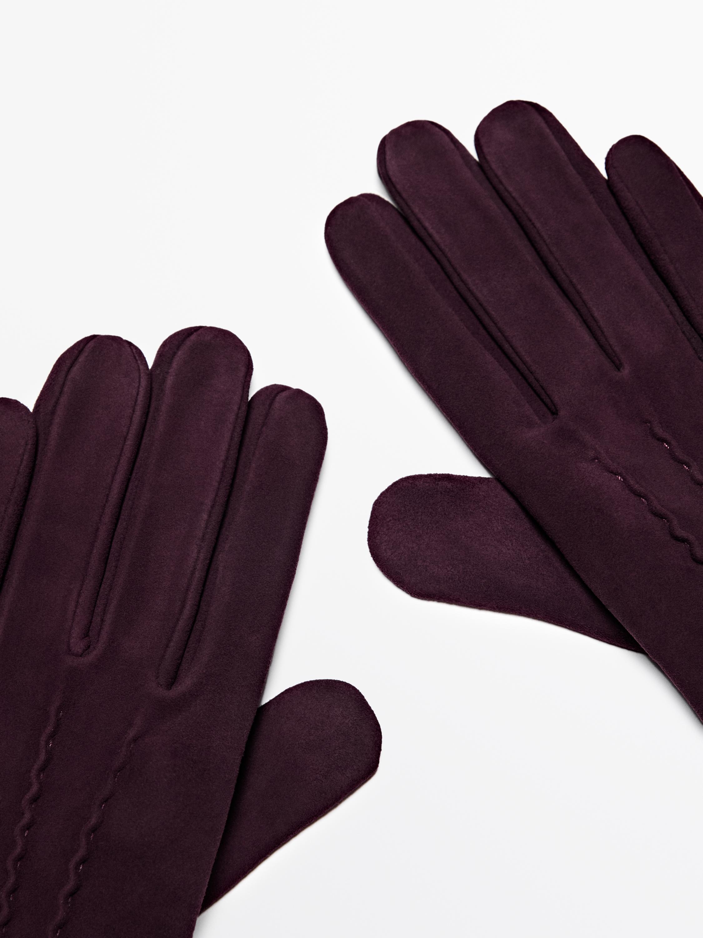 Suede leather gloves
